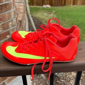 Nike Kids Red and Neon Yellow Track Spikes